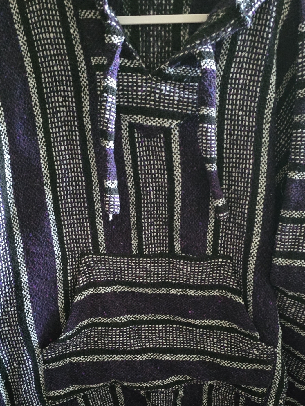 Striped Baja Hoodie Sweater in Purple and Black - Picture 3 of 3